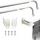 Adjustable Double Curtain Rod with 2.5 and 3.5 Inch Projection - 28-48 Inches, White Finish, Includes Mounting Hardware - 2 Pack