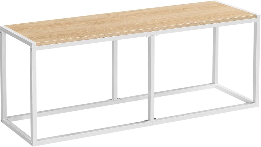 HOOBRO Dining Bench, 47.2 Inch Dining Table Bench, Industrial Style Kitchen Bench, Steel Frame, Easy to Assemble, for Kitchen, Dining Room,
White and Natural 