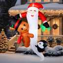 CAMULAND Christmas Inflatables, 6FT/7FT Inflatable Christmas Decorations Snowman Santa Claus with Built-in LED Lights, Outdoor Christmas Decorations Blow-up Decor for Yard, Garden Party (8FT Santa)