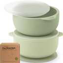 KeaBabies 2-Pack Baby Bowls with Suctions, Lids - Silicone Toddler Suction Bowls for Baby Boy, Girl, Kids, Food Grade Silicone, BPA-Free, Dishwasher Safe, Toddler Eating Essentials (Sage)