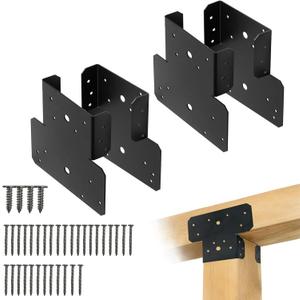 Pergola Brackets, 4 Pcs 6x6 Heavy Duty 3-Way T Brackets, Adjustable Steel T Shaped Post to Beam Connectors for Wood Pergolas, Gazebos, Patio & Outdoor Structures