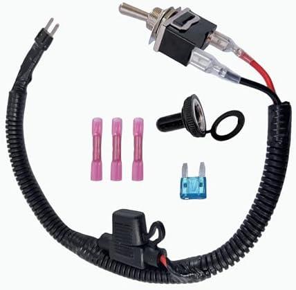 Universal Fuse Bypass Switch kit for ATM Mini-Fuse Towed Vehicles, with Heavy Duty Rocker Toggle Switch and Waterproof Boot Cap Cover (40cm/15.75")