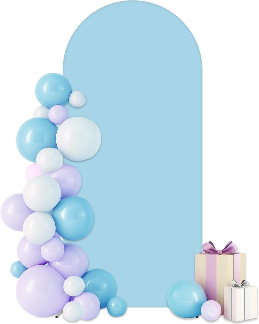 7.2FT Blue Arch Backdrop Cover,Spandex Fitted Wedding Arch Stand Covers Round Top Chiara Arch Backdrop Stands Cover for Birthday Party Baby Shower Banquet Decoration (7.2 FT)