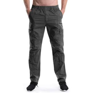 OCHENTA Men's Lightweight Casual Pants Elastic Waist Pull On Work Travel Slacks (34, 2 Dark Grey)