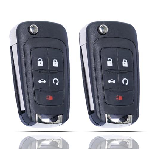 SUPALAND Flip Key Fob Shell Case Replacement Fits for Chevrolet Cruze Malibu Equinox Sonic Impala GMC Terrain Buick Lacrosse Regal Verano Encore 2010-2019 Keyless Remote Control KeyPad Key Fob Cover