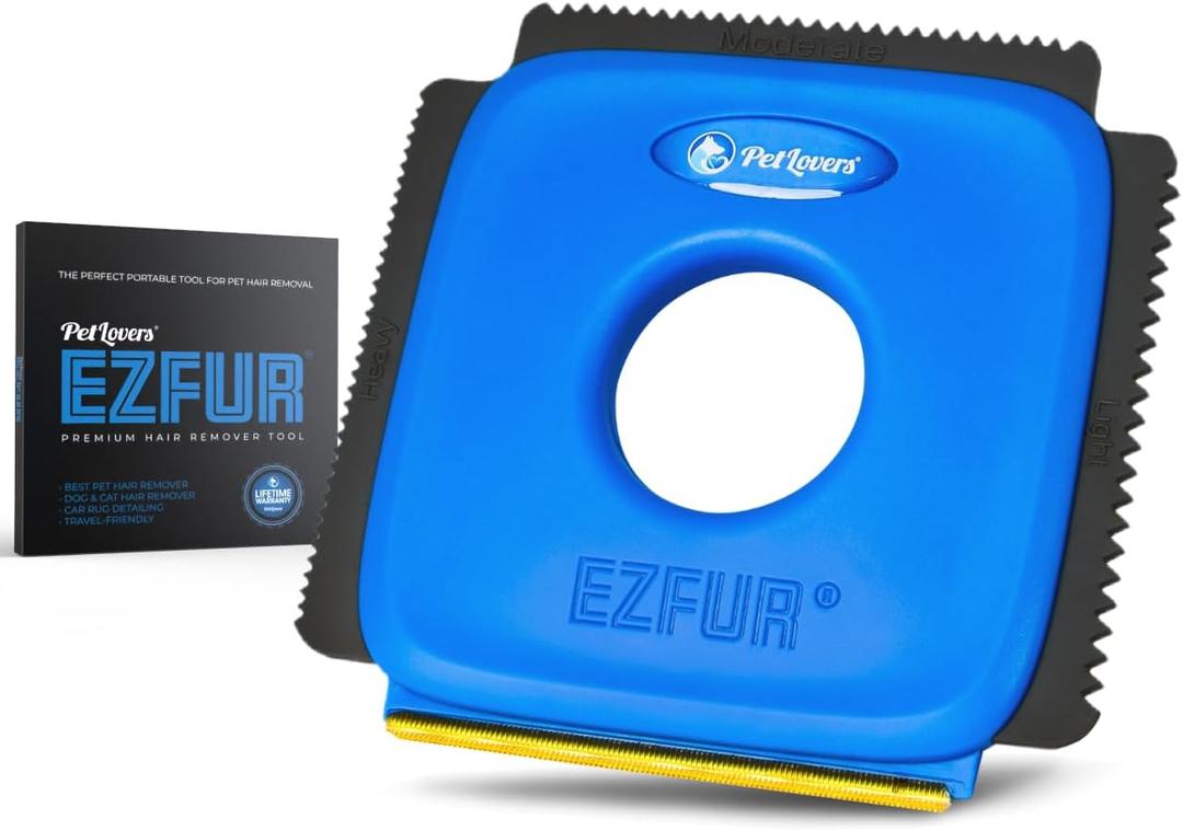 PetLovers EzFur - 4 in 1 Pet Hair Remover & Car Detailer - Silicone and Copper for Deep Carpet & Car Interior Revival, Reusable Multi-Surface Tool for a Cleaner Car & Home