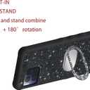 Generic for T-Mobile Revvl 7 Pro 5G Case [with Tempered Glass Screen Protector][Mirror Ring][Glitter powder] Compatible with T-Mobile Revvl 7 Pro 5G leather Phone Case Cover SF-H, CSK-Black