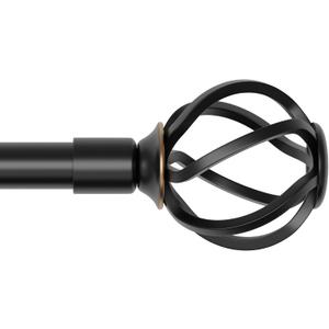 Curtain Rods for Windows 32-62 inch with Twisted Cage Finials, Black & Adjustable Curtain Rod Set with Brackets, Heavy Duty Curtain Rod for Bedroom, Living Room, Decorative 5/8" Diameter Curtain Rod