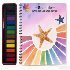 Watercolor Workbooks, Beginner Watercolor Painting Kit  12 Colors Paint Set with Brush  Perfect for Gifting to Spark Creativity & Joy for Teens & AdultsSeaside