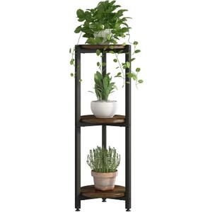 Plant Stand Indoor Corner Tall 3 Tier Metal Modern Flower Storage Plant Shelf Holder for Living Room Balcony Garden,Black (3 Tier-Black Round)