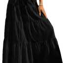 AXX Women's Boho Flowy Maxi Skirt - High Waist Layered Ruffle Flared Long Skirt for Summer Casual Going Out Outfits (L)