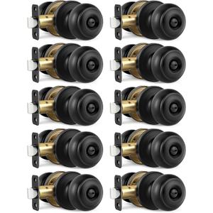 Black Door Knobs, 10 Pack Privacy Door Knobs Interior Door Knob for Bedroom/Bathroom Keyless Doorknobs Interior/Exterior Lockset, Black Modern Design Door Hardware