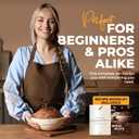 BAKERIA 9" Round Banneton Bread Proofing Basket Set with Starter Jar, Linen Liner, Bread Lame, Dough & Bench Scraper, Bread Whisk  Complete Artisan Sourdough Baking Kit