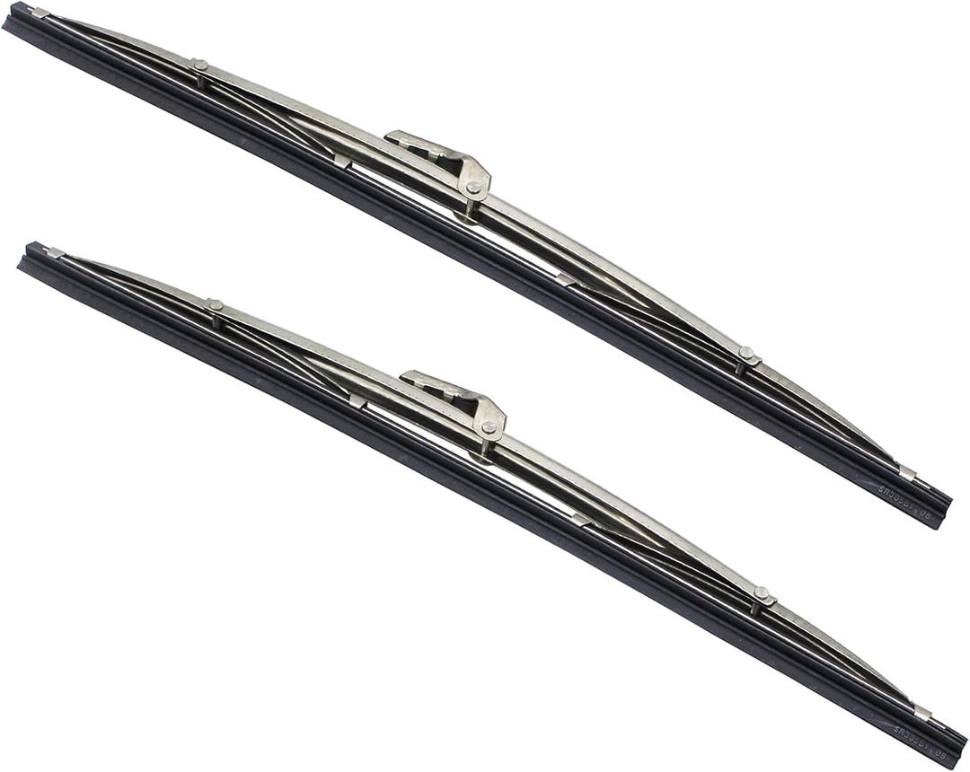 Windshield Wipers - Front 12" Stainless Steel Windshield Wiper Blades Replacement for Ford & GM Polished 2PCS