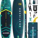 Skatinger 11'635" Super Wide Inflatable Paddle Board, Ultra Stable Stand Up Paddleboards for 450lb/3 People/Family/Big Size w/Shoulder Strap, 100L Backpack, All-Round Sup Board, US Fin