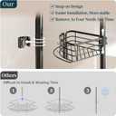 Consumest Corner Shower Caddy Tension Pole - Rustproof Shower Shelves with Towel Bar & Soap Holder, Adjustable Bath Organizer for Bathroom Storage, 27.6-108.3 inch, Black