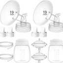 19mm Replacement Pump Parts for Spectra S1 S2 9 Plus Synergy Gold Includes Flange Duckbill Valve Tubing Backflow Protector Bottle,Compatible with Motif Luna Cimilre Ameda MYA Pump (Full Set-19mm)