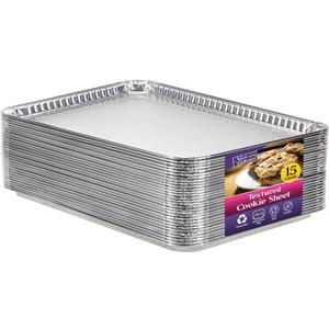 Aluminum Pans Half Size Textured Cookie Sheet 15 Count Durable Nonstick Baking Sheets 15.87" x 11" - Sheet Pan, Baking Tray, Cookie Sheets, Foil pans, Foil trays, Sheet Baking Pans
