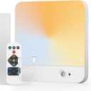 Combuh Battery Operated Ceiling Light, Rechargeable Motion Sensor Lighting with Remote, 3 Colors Waterproof Magnetic Cordless Lamp for Closet, Shower, Pantry, Garage, Hallway, 7.87Inch, Square (1pack)