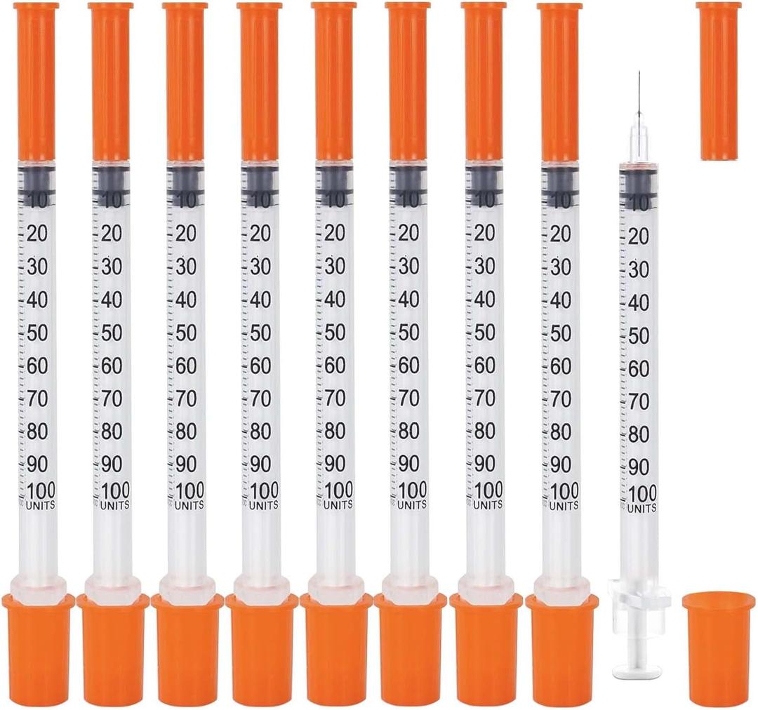 U-100 Syringes with Needle - 31G 1cc 5/16 Inch(8mm) Disposable Syringe, Individual Wrapped, 30PACK (1CC 31G 5/16"-30PACK)