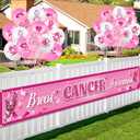 HOWAF 37pcs Breast Cancer Awareness Party Decorations- 1 Breast Cancer Awareness Yard Sign and 36pcs Breast Cancer Awareness Balloons, Pink Ribbon Party Fence Banner and Pink Ribbon Latex Balloons