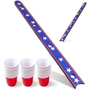 Neoflavie 5 Ft Shot Board 4 Person Shot Ski Retro Rustic Wood Ski Shot Board for Party, Wedding Celebration, Birthday Family Gathering, Game Night - 56x4x0.8in (Stripes Design)