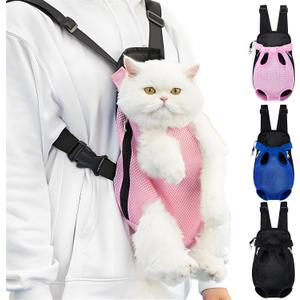 Pet Carrier Backpack, Adjustable Pet Front Carriers for Small Medium Dogs Cats 5-18 Lbs, Legs Out, Dog Cat Carrier Backpack for Hiking,Camping,Traveling,Cycling (Pink, LargeFit:10-18lb