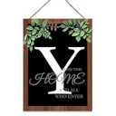 Ultra Large 16''x12'' Personalized Last Name Front Door Wreath, 26 Letter Wooden Welcome Sign for Rustic Farmhouse Spring Summer Fall Winter-Ideal Housewarming Gift (Letter Y )