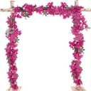 2 x IPOPU 5.9 Ft Artificial Bougainvillea Flowers Garland 2PCS Fake Silk Bougainvillea Vines Long Plant Faux Bougainvillea Wreaths for Centerpieces Table Runner Wedding Arch Wall Decorations (Deep Pink)