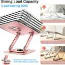 360°Rotating Laptop Stand, Ergonomic Adjustable Foldable Notebook Riser, Metal Computer Holder Compatible with 10-17.3" Laptops, Desktop Printer Stand, for Home & Office (Pink)