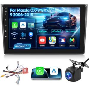4G+64G Car Radio for Mazda CX-9 CX9 CX 9 2006-2015 - Wireless Carplay & Android Auto - 10 Inch Touchscreen Radio with Android Auto, 32 EQ DSP, WiFi, GPS, SWC + AHD Backup Camera