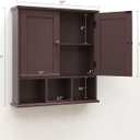 TaoHFE Brown Medicine Cabinets,Bathroom Wall Cabinet with 2 Door Adjustable Shelves,Over The Toilet Storage Cabinet,Espresso Bathroom Cabinet Wall Mounted for Laundry Room Kitchen, 20.1" X 5.1" X 22.8"