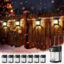 PEVOROS Solar Fence Lights, 8 Pack Christmas Gifts, Solar Motion Deck Lights Outdoor, 3 Modes for Step Wall Shed Patio Front Door Garage (6x3.6x2.2 inch)