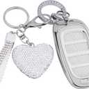 Compatible with Hyundai key fob cover with Keychain, Car Accessories Key Shell for 2023 2022 2021 2020 Hyundai Sonata Santa fe Tucson, 5 Buttons,Silver Clear