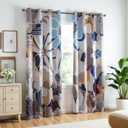 Abstract Floral Blackout Curtains 63 inch Long 2 Panels 52x63, Modern Blue Large Flower Print Patterned Room Darkening Drapes, Thermal Insulated Noise Reducing Window Curtains for Bedroom Living Room