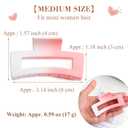 Sppry Medium Rectangle Matte Claw Clips for Women Thin Hair, Gradient Color, Set of 3 (Light Pink, Purple & Green)
