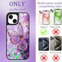 Fiyart Designed for iPhone 15 Case,Cute 3D Glossy Butterflies for Women Girls Hard Shell Durable Shockproof Luxury Aesthetic TPU Phone Bumper 6.1"-Purple