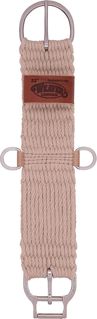 Weaver Equine Roper Horse Cinch, Mohair Blend 27 Strand Saddle Cinch Girth with Smart Cinch Buckle, Western Horse Riding Supplies, Natural (24")