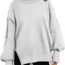 Trendy Queen Womens Oversized Sweatshirts Hoodies Crewneck Shirts Fall Outfits Teen Girls Y2k Winter Clothes (X-Large, Grey)