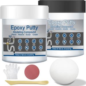 Epoxy Putty 16 oz AB Metal Epoxy Filler for Fast Repair Leaks Underwater High Adhesive Self-Hardening Pool Putty Sculpt Clay for Metal Wood Tile Repairing, Bonding, Sculpting White