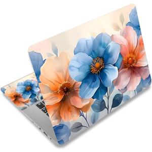 Laptop Decal Sticker Skin Cover, 12" 13.1" 13.3" 14" 15" 15.4" 15.6" Laptop Netbook Vinyl Art Skin Sticker Cover Notebook PC Protector (2 Wrist Pad Included), Removable Reusable, Watercolor Florals