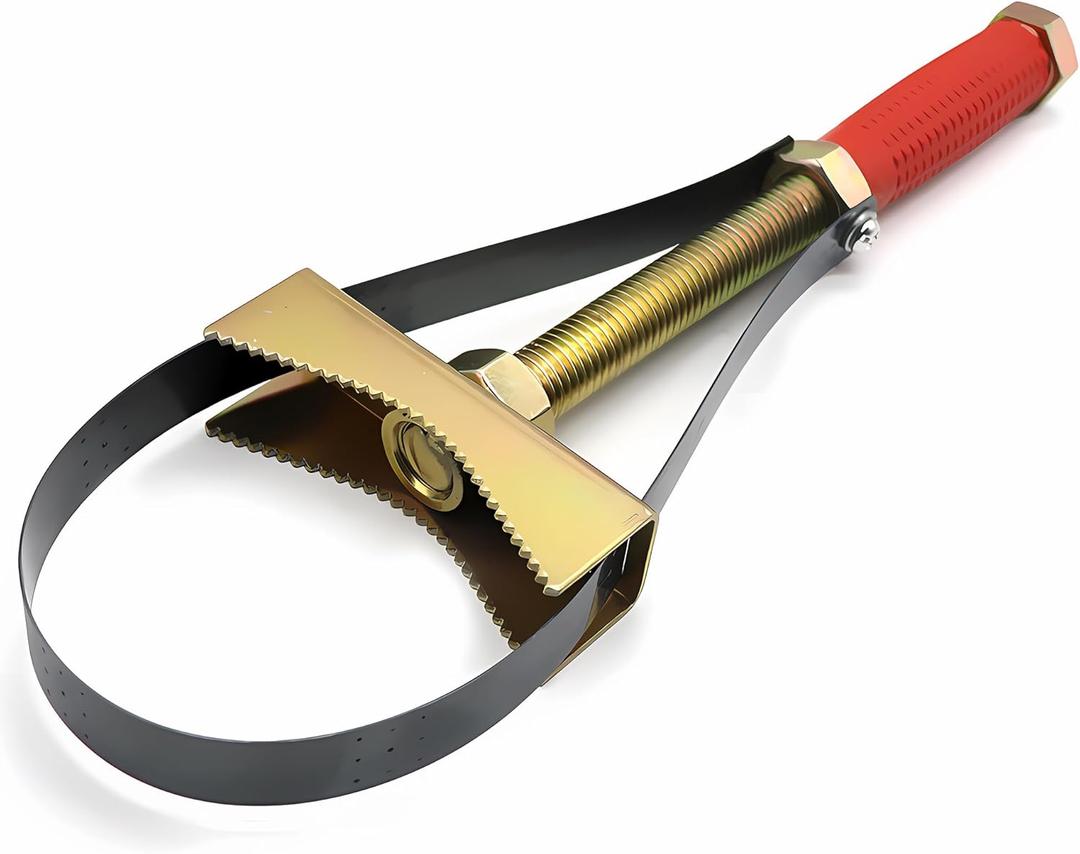 Heavy Duty Oil Filter Wrench Adjustable 9-15cm, 1-Pack Extra Large Truck Oil Filter Removal Tool Compatible with Semi Trucks, Tractors, Excavators