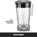 Waring Commercial MX1000XTX 3.5 HP Blender with Paddle Switches, Pulse Feature and a 64 oz. BPA Free Copolyester Container, 120V, 5-15 Phase Plug, Black