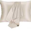 JOGJUE Silk Pillowcase for Hair and Skin 2 Pack 100% Mulberry Silk Bed Pillowcase Hypoallergenic Soft Breathable Both Sides Silk Pillow Case with Hidden Zipper, Queen Size Pillow Cases (Buff Beige)