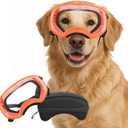 Clear Dog Goggles for Large Breeds, UV Protection Dog Sunglasses for Medium to Large Dog, Pet Eye Protection for Driving, Cycling, Hiking, Adjustable Elastic Straps, Orange