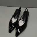 Coutgo Womens Slingback Kitten Low Heels Dress Shoes Closed Pointed Toe Bow Tie Slip on Office Work Pumps (8, Black)