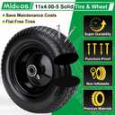 2 Pcs 11x4.00-5 Lawn Mower Tires Flat Free and Wheel, Universal Smooth Solid 11x4-5 Zero Turn Mowers Front Tires With 3/4" 5/8" 1/2" Ball Bearings, 3.4"-5.6" Centered Hub, For Residential & Commercial