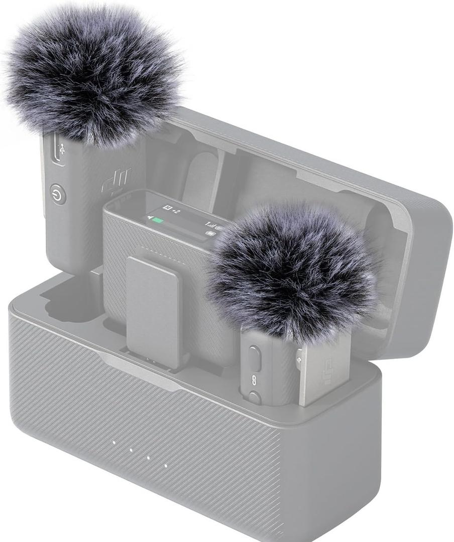 SUNMON DJI Mic Windscreen Furry Foam - DJI Wireless Mic Outdoor Microphone Cover Muff Pop Filter Noise Reduction, Mic Covers for DJI Microphone Wireless(2 PC)