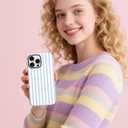 Magnetic for iPhone 13/14 Case Cute Stripes Phone Case, Shockproof Slim TPU and Hard PC Protective Phone Cover Compatible with MagSafe Designed for Women Girls, Blue and White