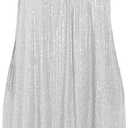 Beautife Women's Sequin Plus Size Mini Dress Ruffle Short Sleeve V Neck Babydoll A Line Glitter Club Party Dresses (White)